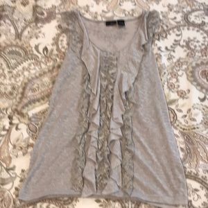 Gray ruffled sleeveless tank